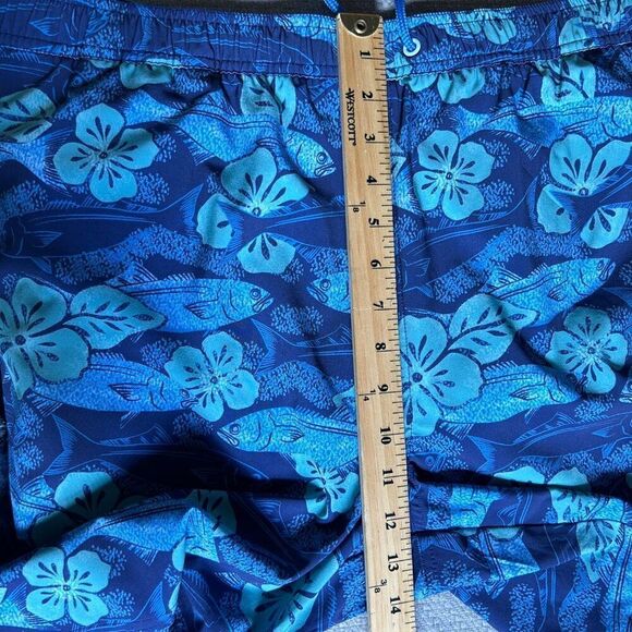 Mens Vineyard Vines XL Swim Trunks Board Shorts Blue Fish Tropical Flowers Liner - Picture 7 of 7